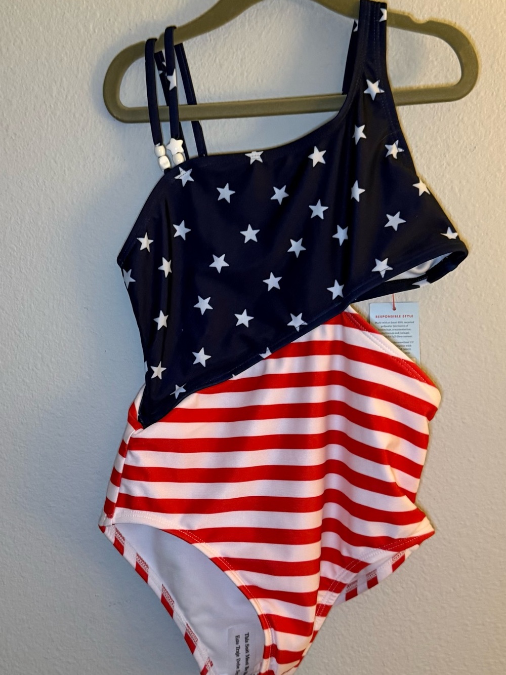 Kids One-Piece Swimsuit - Navy Stars & Red Stripes